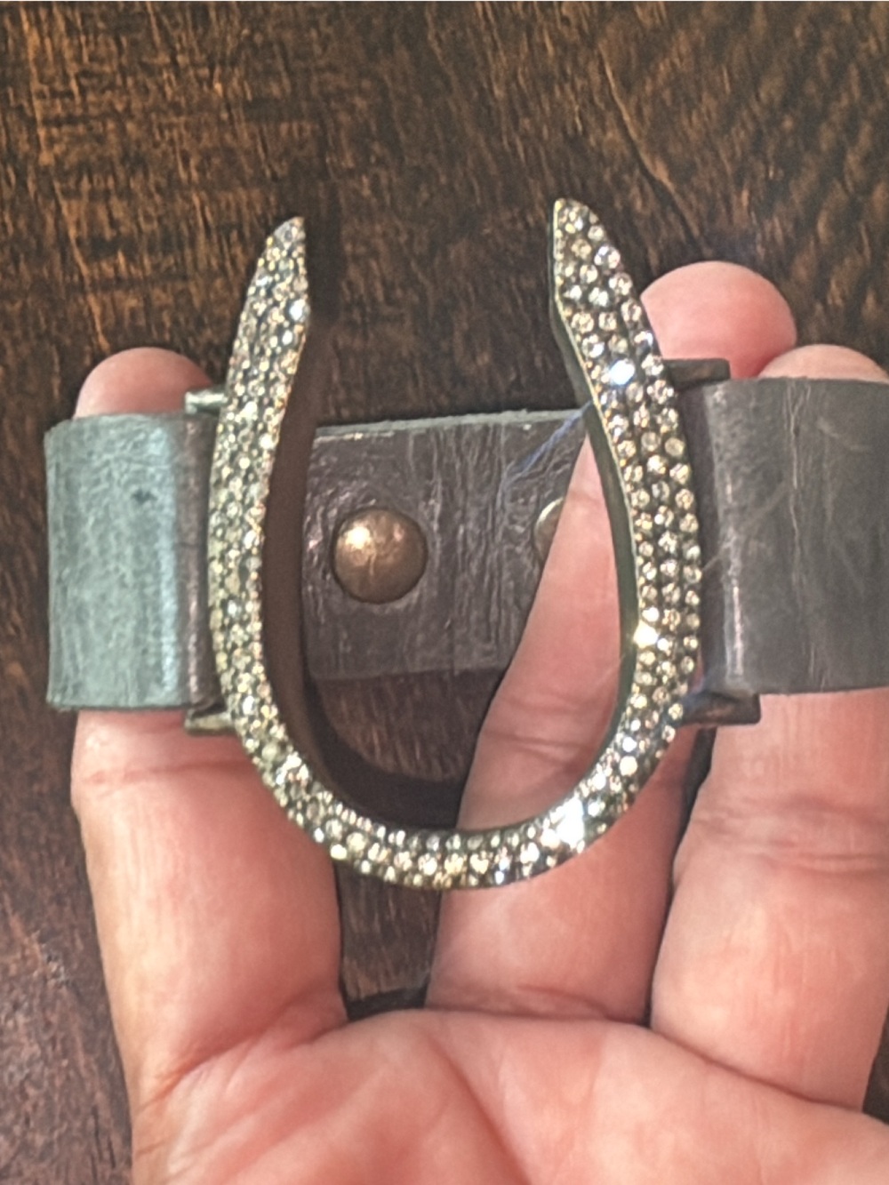 Rebel Designs Crystal Leather Horseshoe Bracelet